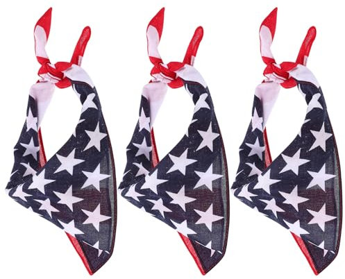 PRETYZOOM 3PCS amerikanische Flagge Bandana Stirnband Flagge USA Kopfbedeckung Unisex Cowboy Bandane Zubehör Patriotische