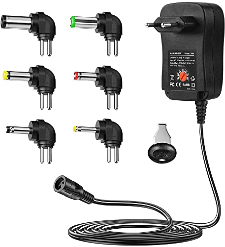 Universal Netzteil 3-12v, AC DC Adapter Steckernetzteil 30w mit 6pcs Abnehmbar Adapter Tipps & USB-Stecker für 3V bis 12V Haushaltselektronik und LED-Streifen
