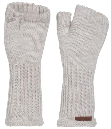 KNIT FACTORY - Cleo Handstulpen - Fingerlose Handschuhe - Gestrickte Handschuhe für Winter - Damen Handstulpen aus Wolle - Hochwertige Qualität - Beige