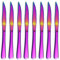 Regenbogen-Steakmesser-Set, Kyrtaon Buntes gezacktes Messer, Titanium Multi-Color-Beschichtung Edelstahl Scharfe Messer-Set, Tafelmesser-Set von 8, Spülmaschinenfest, robust und leicht zu reinigen