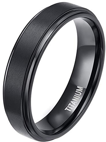 Zakk Bague de fiançailles en titane pour homme et femme Noir Alliance Bague Mariage de fiançailles Promesse 4mm 6mm 8mm (6mm,47 (15.0))