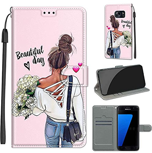 TOMYOU Cuir Premium Coque pour Samsung Galaxy S7, Coque pour Samsung Galaxy S7, avec [Emplacements Cartes] [Fonction Support] Portefeuille Etui Housse pour Samsung Galaxy S7