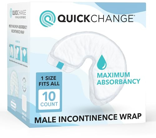 QuickChange Men's Incontinence Wrap, Maximum Absorbency Folding Pad Designed for Men with Reduced Mobility. Fits Inside Diapers or Briefs. (10 Count Trial Pack)