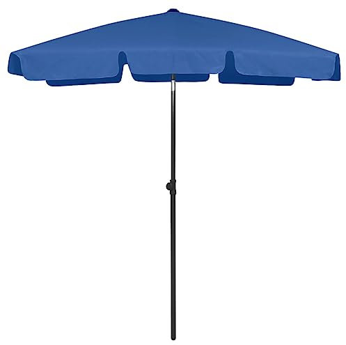 vidaXL Parasol de Plage Abri de Soleil Parasol de Jardin Parasol de Patio Terrasse Extérieur Anti-UV Anti-décoloration Bleu Azuré 180x120 cm