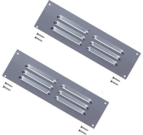 TERF® 9'' X 3'' Aluminium Louvre Air Vents 9'' X 3'' (225mm X 75mm) Grill Wall/Door Cover Ventilation Plate including Fixing Screw - Pack of 2