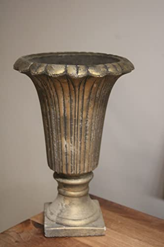 Amphore, Pokal aus Keramik, mit leicht goldfarbener Patina, H 27 cm, Durchmesser 18 cm