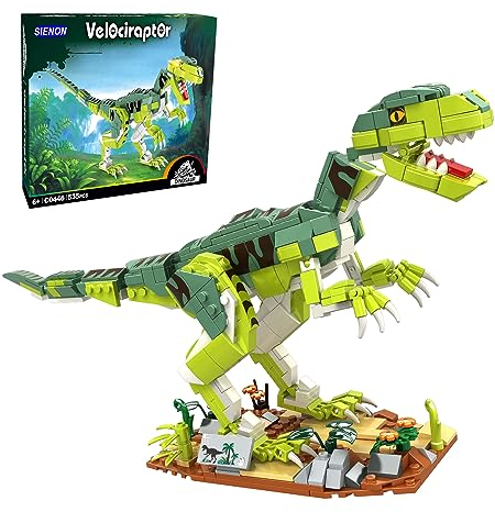 SIENON Creator Velociraptor Dinosaur Building Toy Set, Dinosaur Park World Dominion Raptor Model Toy Building with Movable Jaw, Neck and Joints, 16.3” Dinosaur Toys for Kids 6-14 Years Old (533 Pcs)