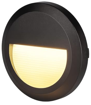 Stufenleuchte Außenlampe Fassadenleuchte schwarz Treppenlicht Terrassenleuchte rund, IP65, LED 2W 80Lm neutralweiß, DxH 15x2,7 cm