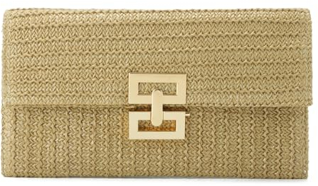 Jywmsc Stroh Clutch Geldbörsen für Damen Sommer Strand Tasche Woven Purse Wicker Rattan Umschlag Clutch für Hochzeit