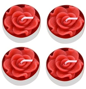 Cabilock 12 Pièces Bougies Flottantes à Fleurs Roses Bougies Fleur De Rose Bougies Sans Fumée Bougies Chauffe-plat Led Bougie Flottante Rose Décorer Rouge Forme De Fleur