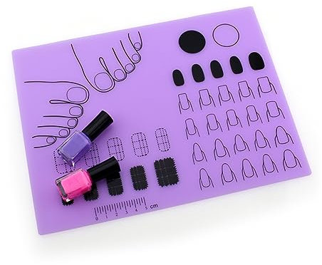 Ipetboom Silicone Nail Art Stamping Mat Workspace Nail Polish Practice Pad for Manicure Stamping Plate Reusable Coloring