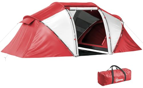 Outsunny Tente de Camping Familiale 4 per. 4,3x2,4x1,7m Gris Rouge