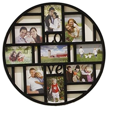 GLigeT Bilderrahmen Neue Kombination aus 9 Fotorahmen, Home-Design, Hochzeits-Fotorahmen, Collage und Wanddekoration, Wanddekoration, Holz-Bilderrahmen Fotorahmen (Color : Schwarz, Size : 6 inch)