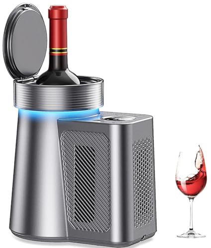 OmePS Enfriador de Vino eléctrico - Enfriadores de Vino portátiles para Botellas de 750 ml - Enfriador de Vino rápido para una Sola Botella - Vino Fresco sin Hielo, rápido y sin Esfuerzo para Fiestas