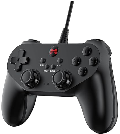 BEITONG BAT2 Wired PC Game Controller Retro Dual Vibration Gamepad per Windows 7 8 10 11 Steam Simulators Tesla Android TV Gaming (Nero)