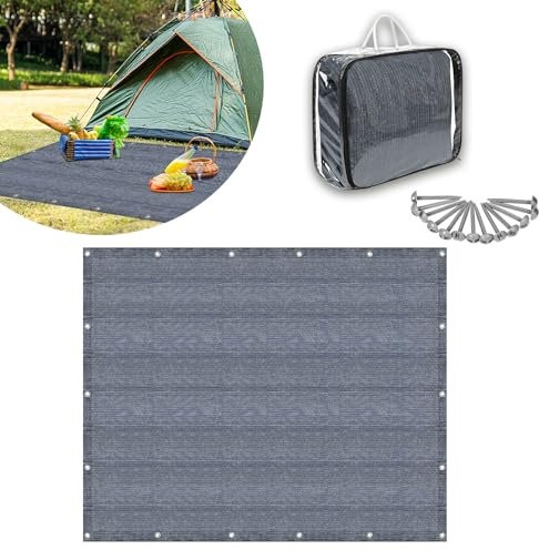 MAYTIIMO Vorzeltteppich Campingteppich - Outdoor Campingmatte HDPE Markisenteppich mit Tragetasche Zeltboden Teppich für Camping - 400x500cm Grau Blau