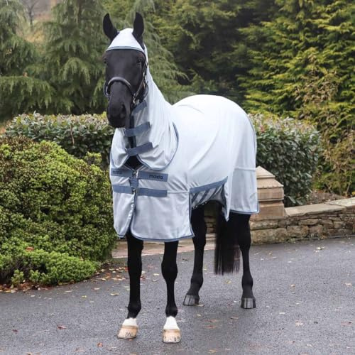 Masta Combo Fly Rug with Belly Wrap - Heavyweight Mesh, Anti-Rub Lining, Full Coverage Ear Holes - Ultimate Insect Barrier for Summer Protection - Grey - 7FT3