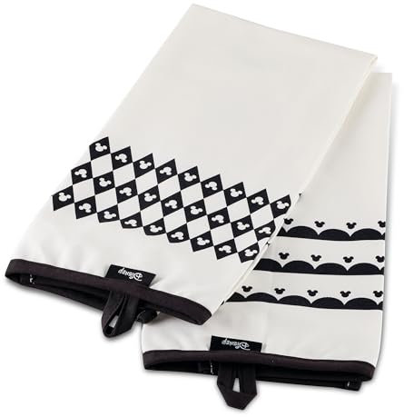 Prestige Disney Monochrome Mickey Mouse Cotton Tea Towels For Kitchen Set of 2, Black & White 49.5 x 69cm