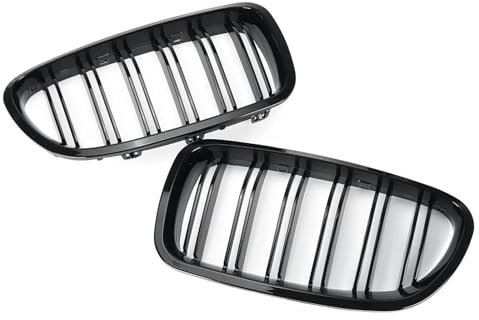 MRNQCB Frontstoßstangen-Kühlergrill Für B&MW 5er F10 F11 F18 2010-2017 Glänzender Schwarzer Front-Nierengrill Mit Doppellamellen Dual Line Racing Grills