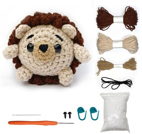 Jodimitty Häkelset Tiere Häkeln für Anfänger Erwachsene Igel All-in-One Häckeltierchen Set DIY Puppe Tierstil Crochet Set mit Anleitung, Häkelzubehör DIY Bastelgeschenke