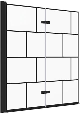 Duschwand für Badewanne ohne bohren Badewannenaufsatz faltbar schwarz 2 teilig 120x140cm