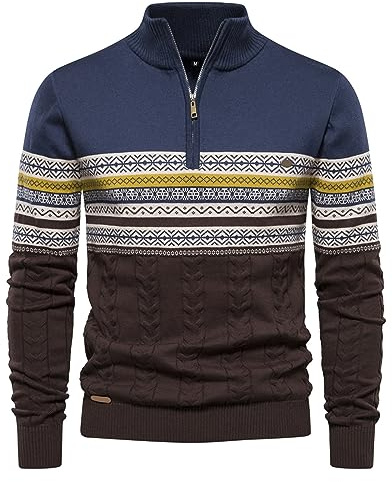 NQyIOS Mens Jumper, Mens Fashion Color Matching Large Cardigan Sweater Half Zipper Knit Shirt Unisex Sweatshirts Plain Gym Casual Jumper Leisure Workwear Sweater Sports Sales Clearance