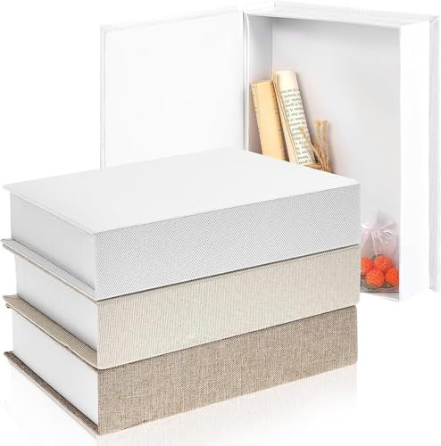 LYCN 3 Stück Kunstbücher zur Dekoration, Kunstbücher Deko mit Versteckter Aufbewahrung, Moderne Bücherboxen, Deko-Leinen, Schaubuch für Bücherregal, Café, Hotel, Heimdekoration (21,8 x 15 x 4,6 cm)
