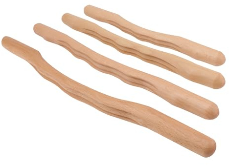 FRCOLOR Guasha Holzstab Massagezubehör 4 Holzstäbe für Gesicht und Hals Leicht Tragbar für Zuhause und Unterwegs