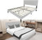 YRHome Polsterbett mit Kopfteil aus Leder Bett Betten Bettrahmen mit Lattenrost aus Holz Bettgestell Mit Holzlattenstütze Mit Installationstools Bis 300KG - Leinenstoff Hellgrau - 160 x 200 cm