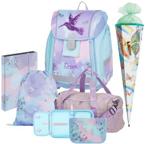 Premium Light Kolibri Dream - Schulranzen-Set 6tlg. mit Schultüte und Sporttasche - Heftbox A4 Gratis