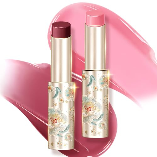 CATKIN Glossy Lip Balm Ultra Hydating Glow Lip Tinted Jelly Plump Melting Balm Shea Butter Repair Soothing For Dry Lips Dewy Finished, 3.4g, 2PCS(02+06)