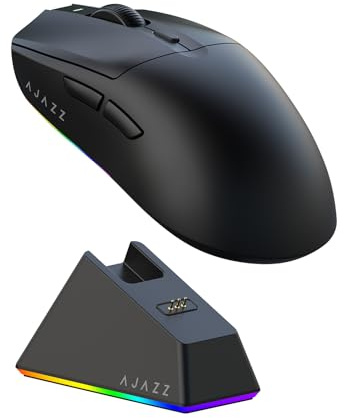 AJAZZ AJ139 V2 MC Wireless Gaming Mouse, PAW3311 Sensor, 24K DPI, 2.4G/USB-C/BT, 500mAh Battery, Ultra-Light 66g, RGB Magnetic Charging Base, 80 Million Clicks Life, Compatible with PC and Mac