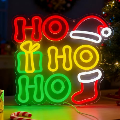 SEDEX Merry Christmas Neon Sign, Xmas Led Sign with Elk Horn Santa Hat Neon Signs with USB Powered for Wall Decor Christmas Party Bar Home Decor Family Kids Gifts