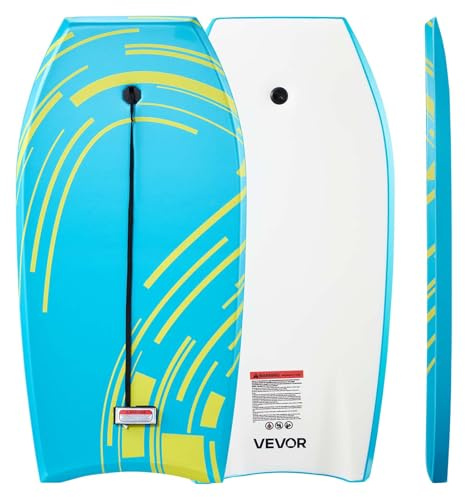 VEVOR 42-Inch Bodyboard, Body Board Trainer with EPS Foam Core & Wrist Leash, UV-Resistant Beach Bodyboard for Beginners, Youth Up to 180 lbs