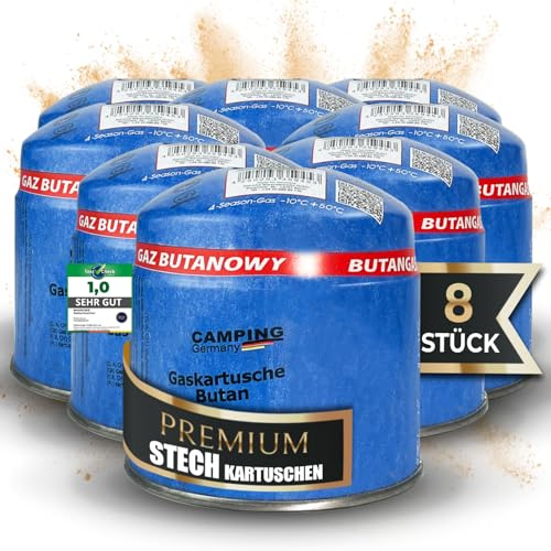 Magnum® 8X Gakartuschen [190 g ] Gaskartuschen ideal für Campingkocher, Lötbrenner und co- Gaskartuschen mit Sicherheitsventil (8 x 190 g)
