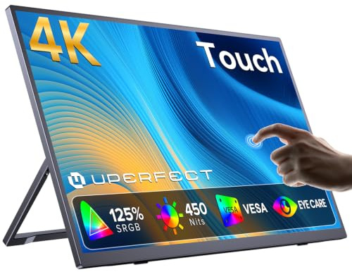 UPERFECT Portable Monitor Touchscreen 15.6 4K 3840x2160 UHD Laptop Monitor | 10-Point Touch Screen, 1200:1 Matte Travel Display, w/Adjustable Stand, Ultra-Slim Second Screen for Laptop/Phone/Console