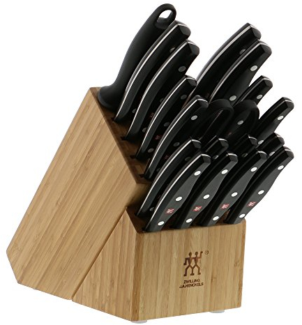 ZWILLING Twin Signature 19-pc Kitchen Knife Set with Block, Chef Knife, Professional Chef Knife Set, German Knife Set Light Brown
