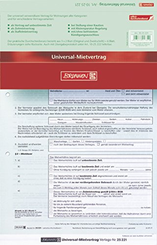 Baier & Schneider Vertragsformular Mietvertrag Universal, selbstdurchschreibend, Abheftlochung vor