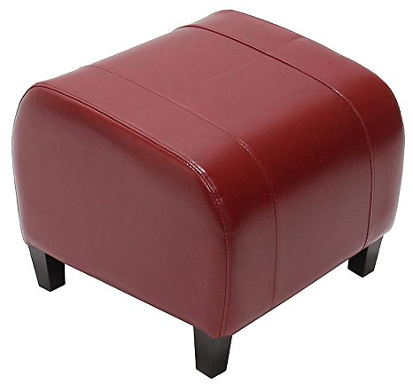 Mendler Hocker Sitzwürfel Sitzhocker Emmen, Leder + Kunstleder, 37x45x47 cm MVG-Zertifiziert - rot