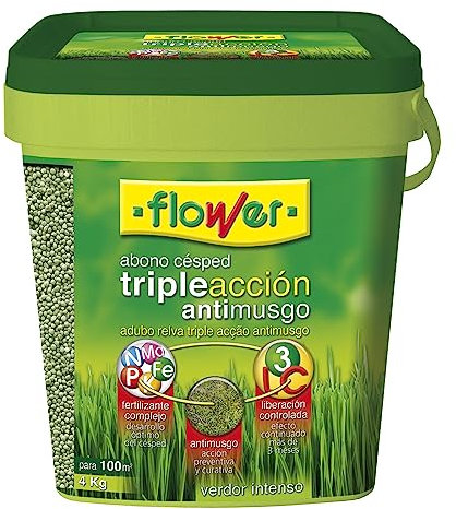 Flower Abono Césped Triple Acción Anti Musgo, 4 kg
