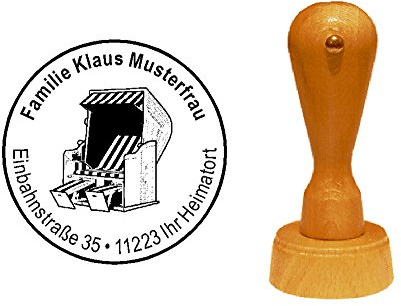 Stempel runder Holzstempel STRANDKORB Adressenstempel mit persönlicher Adresse Ø 40 mm