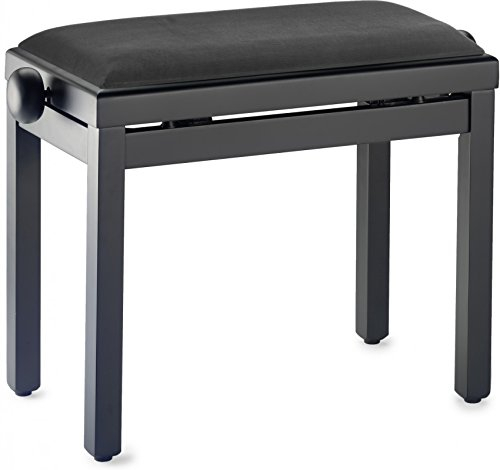 Stagg PB39 BKM VBK Klavierbank - Schwarz Matt/Velour Schwarz