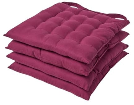 Homescapes 4er Set Stuhlkissen 40x40 cm weinrot – Sitzkissen Outdoor/Indoor mit Baumwollbezug, Sitzpolster waschbar und Oeko-TEX-Zertifiziert für Esszimmer-, Küchen- & Gartenstühle
