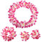 CISMARK Hawaiianische Luau Blume Leis Jumbo Halskette Armbänder Stirnband Set - Rose - Einheitsgröße