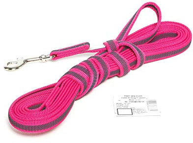 IDC Color & Gray gumierte Leine, 14 mm x 5 m mit Schlaufe, Pink-Grau
