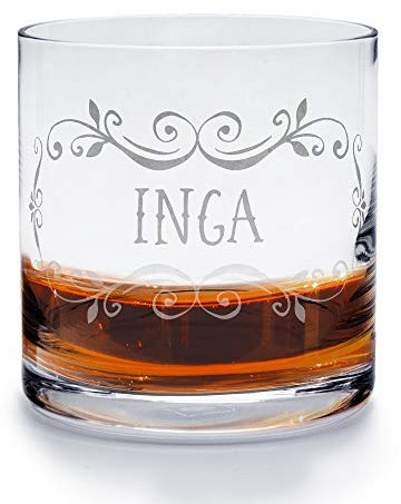 printplanet - Whiskyglas mit Namen Inga graviert. - Leonardo® Whiskeyglas mit Gravur - Design Ornamente 3