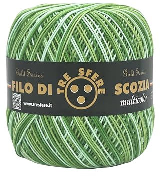 filo di scozia multicolore per uncinetto (sfumato verde)