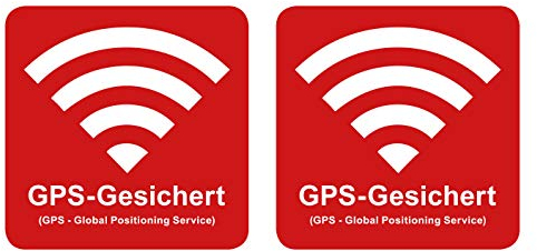 Premium Aufkleber GPS-gesichert 5 x 5 cm Alarm Sicherung Hinweis Schild Rot Witterungs- und UV-Beständig (2)