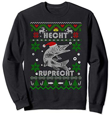 Lustige Hecht Ruprecht Angler Geschenke Weihnachten Angeln Sweatshirt Langarm