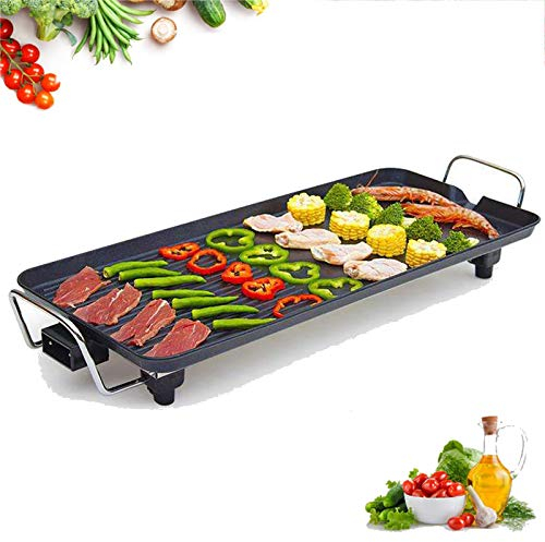 67x29.5cm Large Nonstick Rectangle Table Top Teppanyaki Grill, Smoke-free Large Cooking Area Easy to Clean 1500W Electric Barbecue Grill Perfect for 4-6 People
